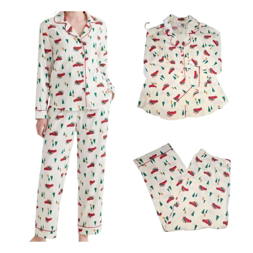 Joyspun‎ Women Large Relaxed Long Sleeve Flannel Sleep Top and Pants Pajama Set